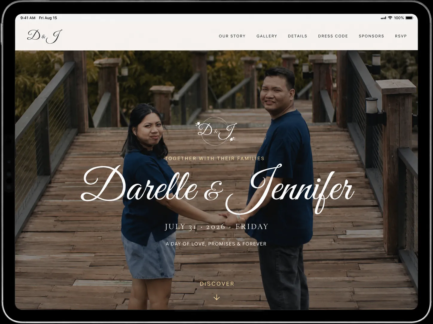 IATE wedding website on iPad
