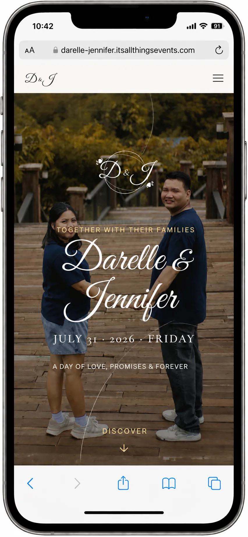 IATE wedding website on iPhone